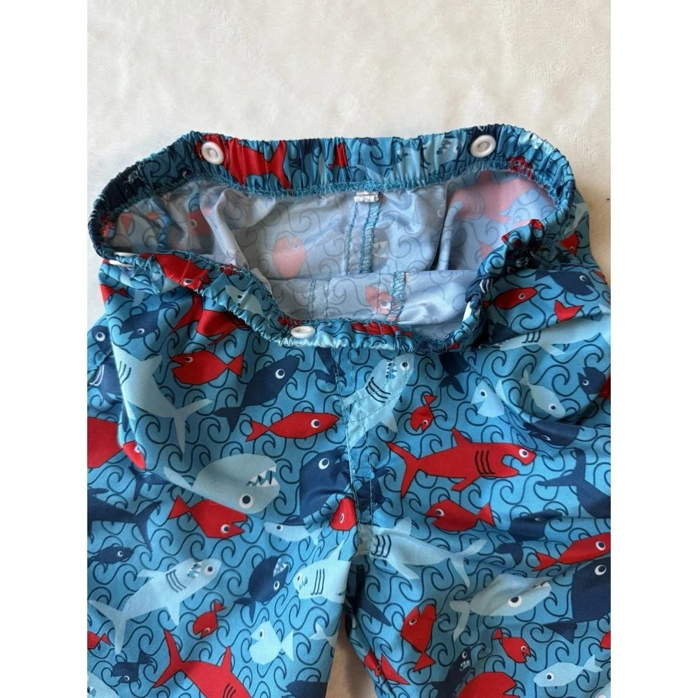 Blue Toddler/Baby Boy 9 month Swim Trunks Fish Snap Waist Size‎ Adjust